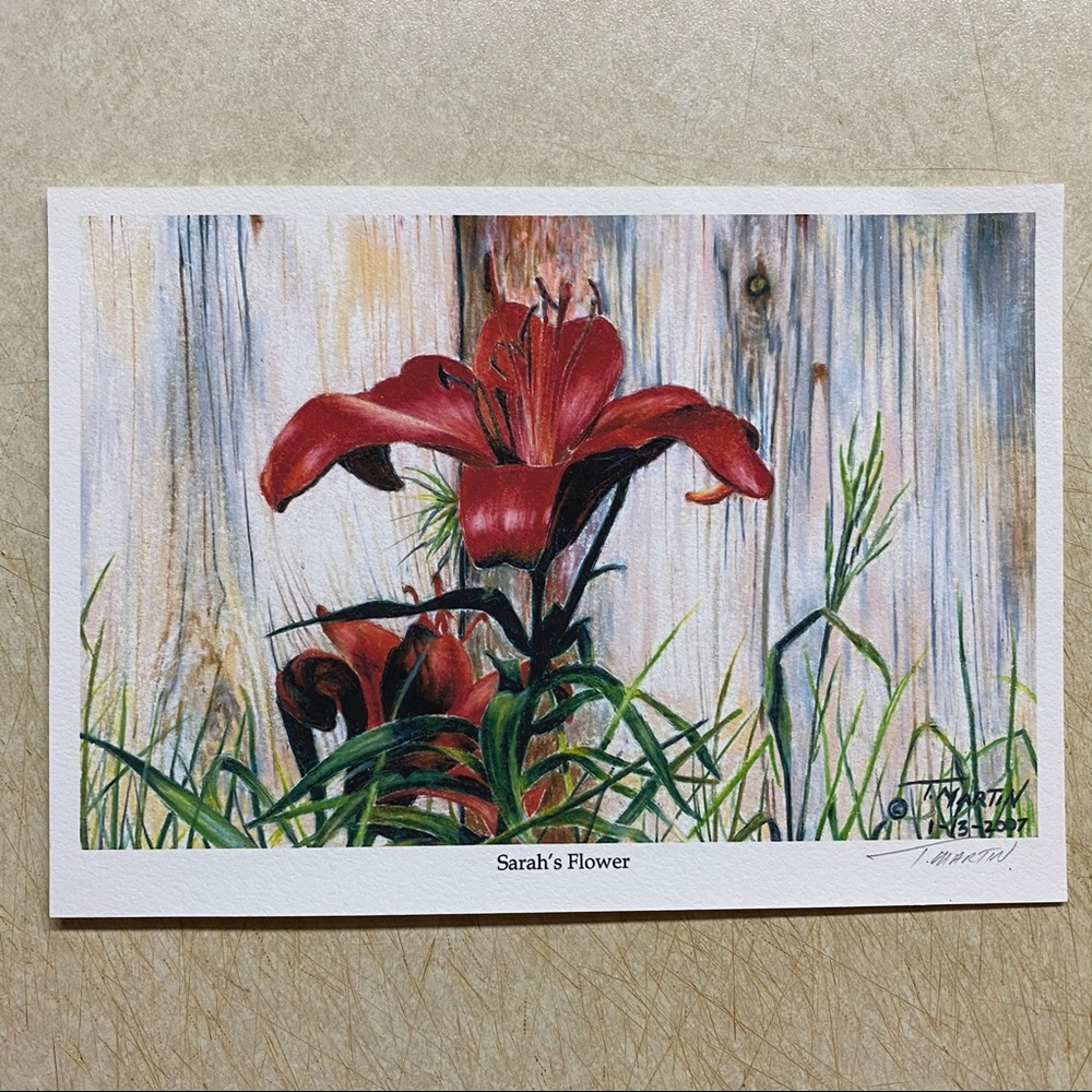 “Sarah’s Flower” colored pencil print.